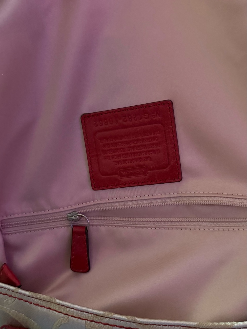 Coach Signature Tan and Red Tote in EUC 2012 - Picture 7 of 10